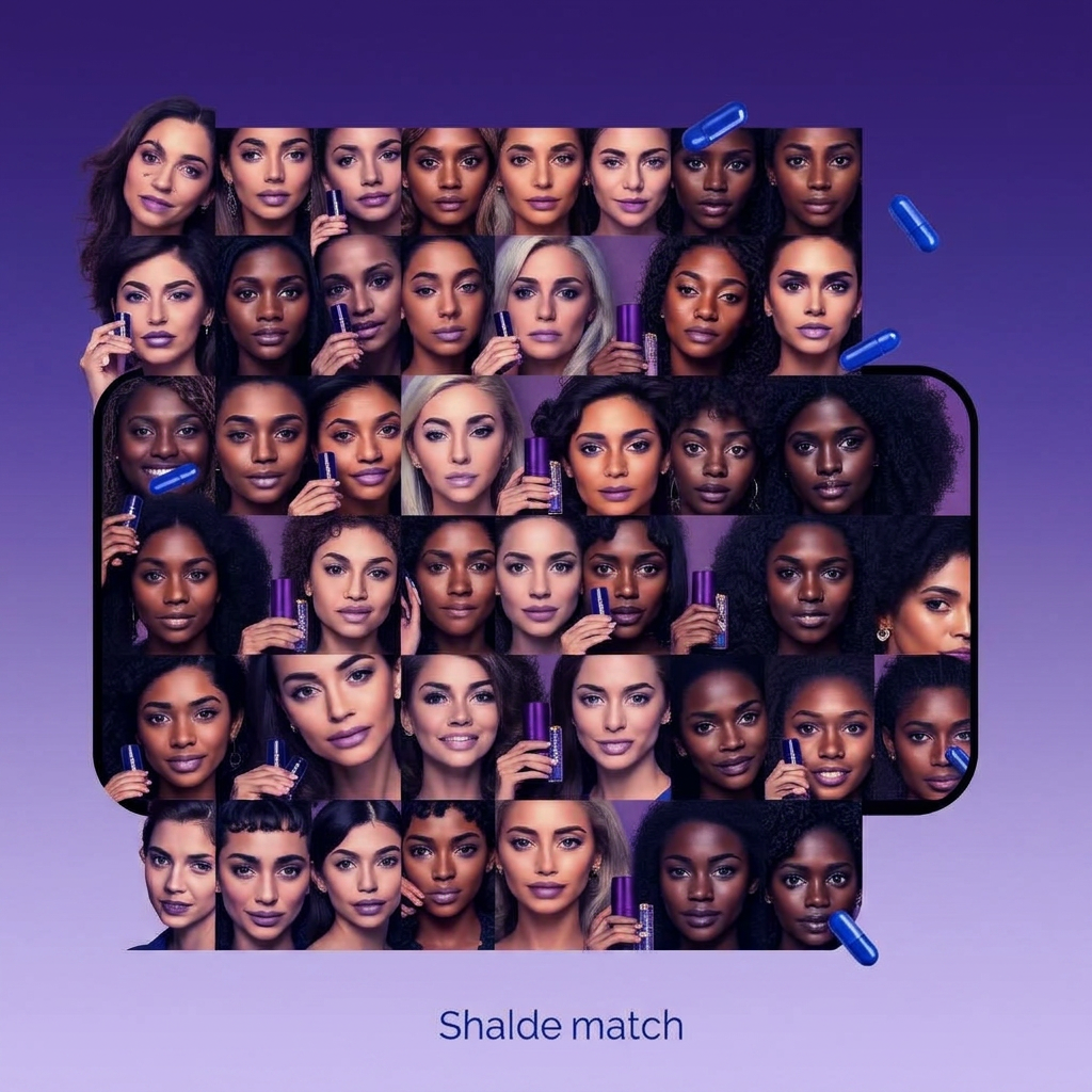 Creator filming a foundation shade-match video on her phone