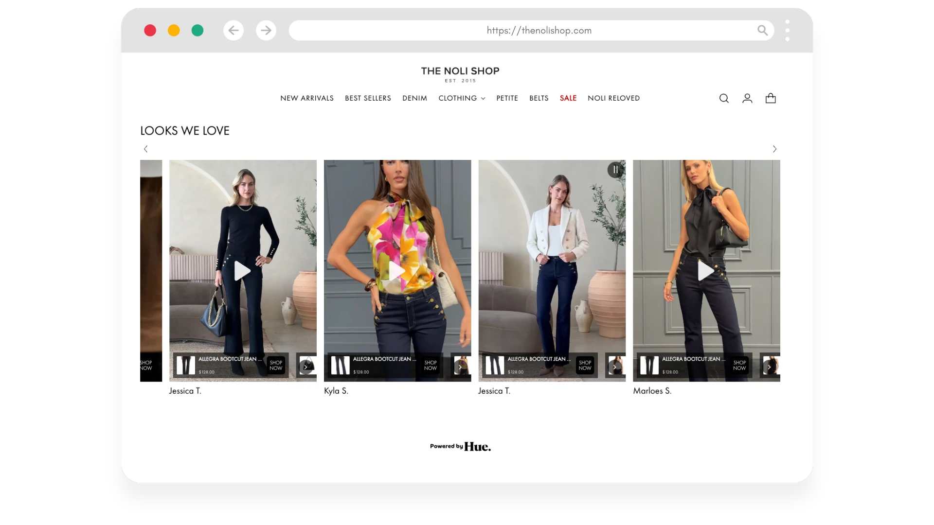 Hue shoppable video experience live on a Noli Shop PDP