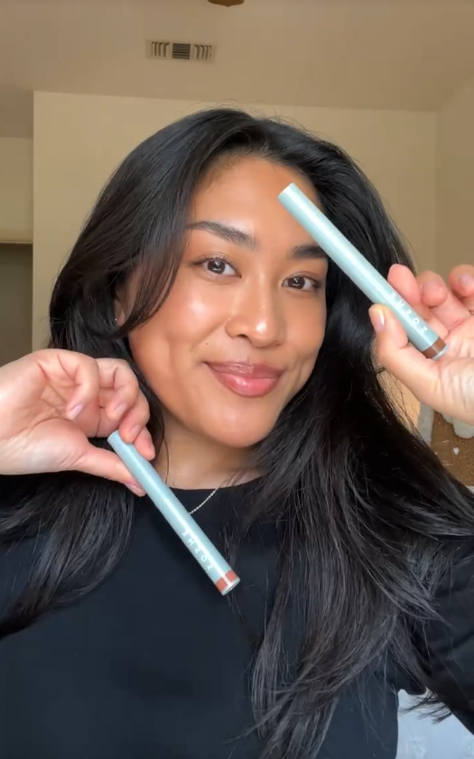 Creator reviewing a beauty product on camera