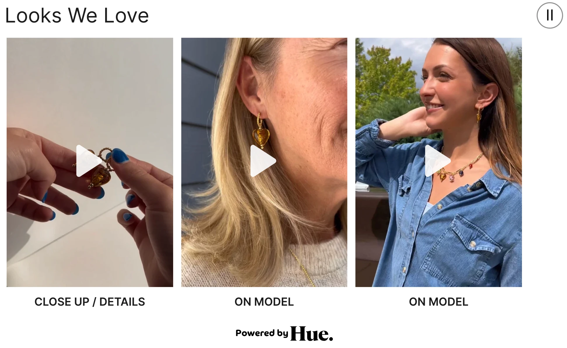 Alex + Ani 'Looks We Love' Hue module with close-up and on-model creator videos